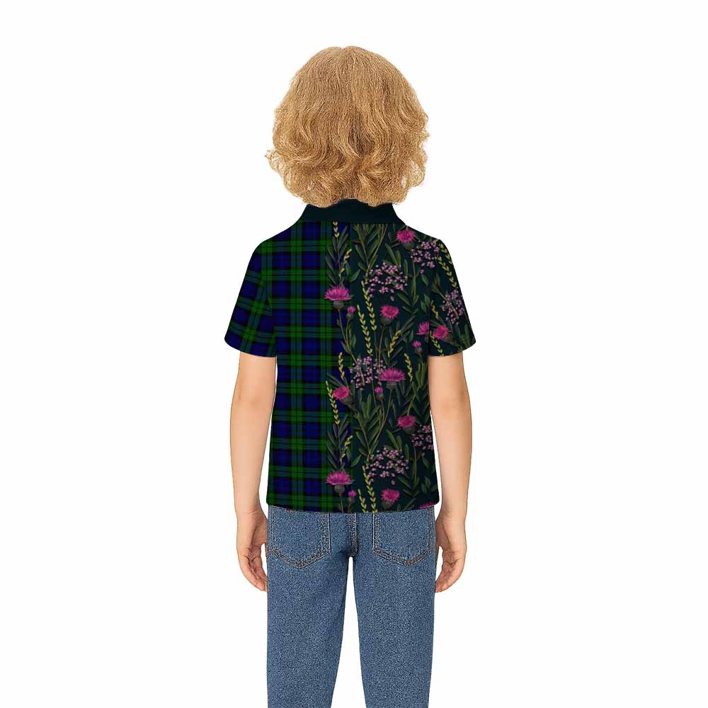 Campbell Family Crest Tartan Kid Polo Shirt Scottish Thistle Flower Pattern Half Style - Tartan Vibes Clothing