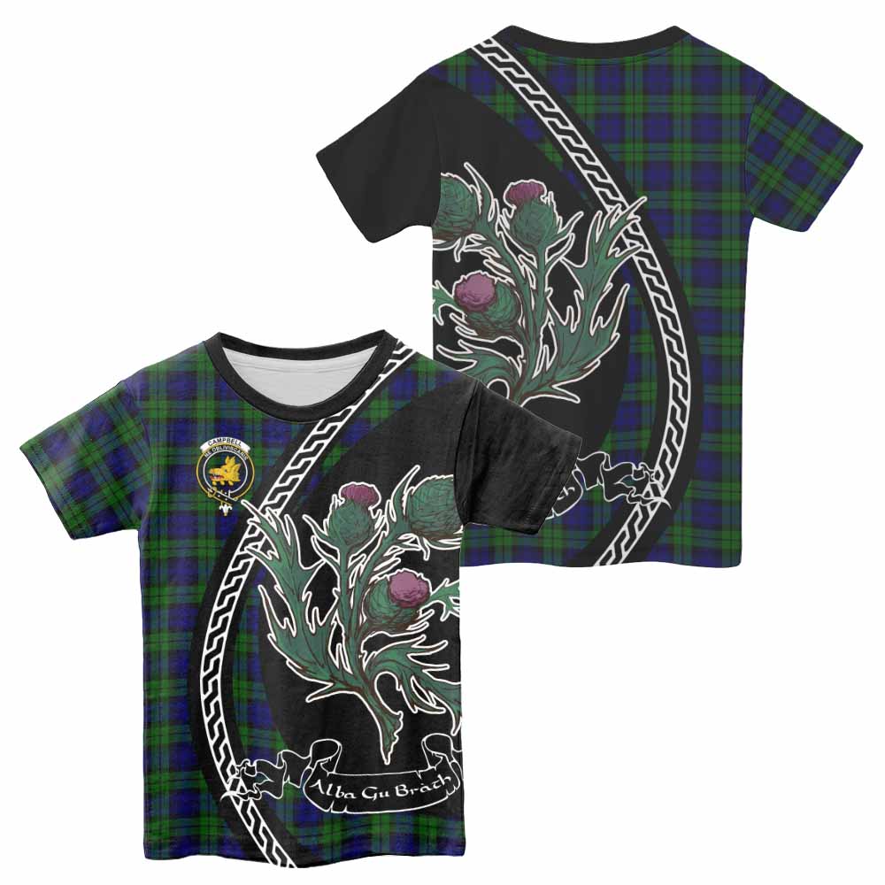 Campbell Family Crest Tartan Kid T-shirt Alba Thistle Inspired - Tartan Vibes Clothing