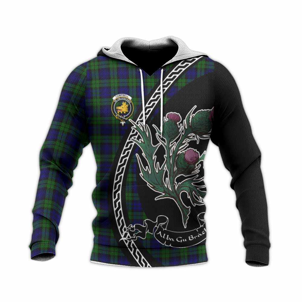 Campbell Family Crest Tartan Knitted Hoodie Alba Thistle Inspired - Tartan Vibes Clothing