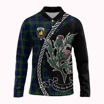 Campbell Family Crest Tartan Long Sleeve Polo Shirt Alba Thistle Inspired