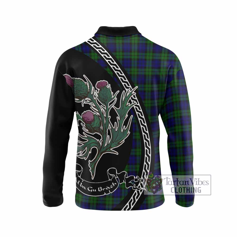 Campbell Family Crest Tartan Long Sleeve Polo Shirt Alba Thistle Inspired - Tartan Vibes Clothing