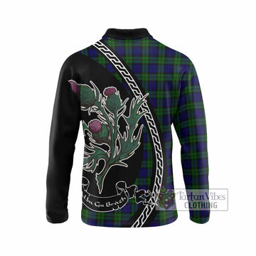 Campbell Family Crest Tartan Long Sleeve Polo Shirt Alba Thistle Inspired