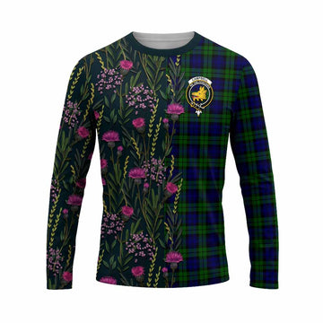 Campbell Family Crest Tartan Long Sleeve T-Shirt Scottish Thistle Flower Pattern Half Style - Tartan Vibes Clothing