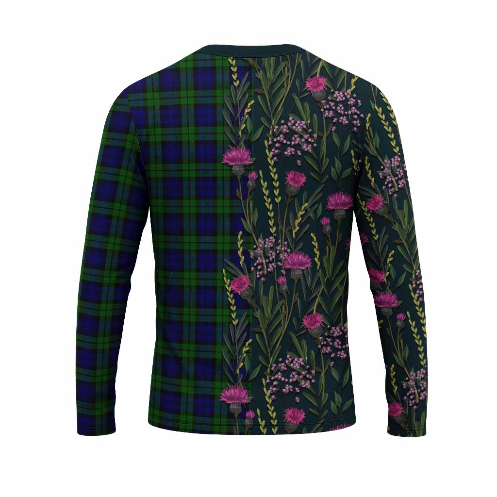 Campbell Family Crest Tartan Long Sleeve T-Shirt Scottish Thistle Flower Pattern Half Style - Tartan Vibes Clothing