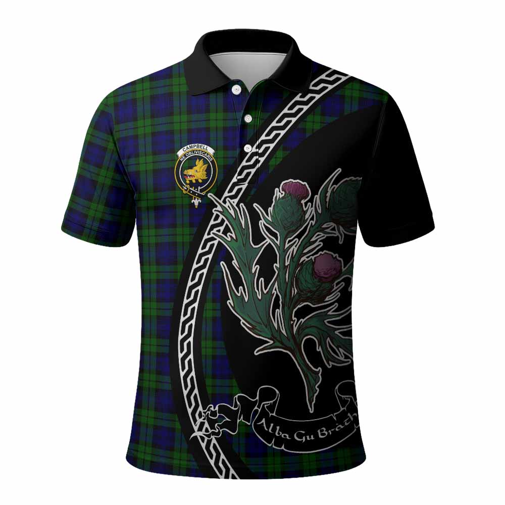 Campbell Family Crest Tartan Polo Shirt Alba Thistle Inspired - Tartan Vibes Clothing
