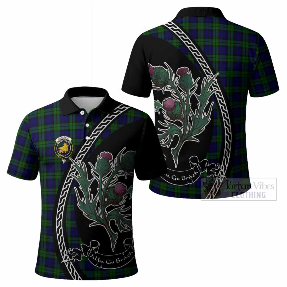 Campbell Family Crest Tartan Polo Shirt Alba Thistle Inspired - Tartan Vibes Clothing