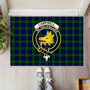 Campbell Tartan Rubber Doormat with Family Crest