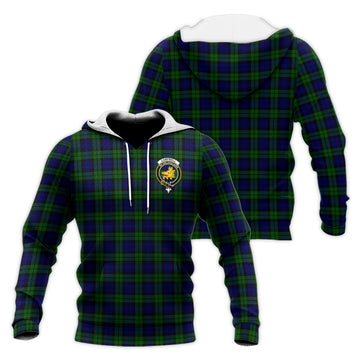 Campbell Tartan Knitted Hoodie with Family Crest