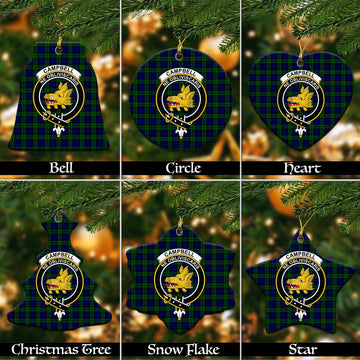 Campbell Tartan Christmas Ceramic Ornaments with Family Crest Ceramic - Tartan Vibes Clothing