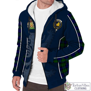 Campbell Modern Tartan Sherpa Hoodie with Family Crest and Lion Rampant Vibes Sport Style