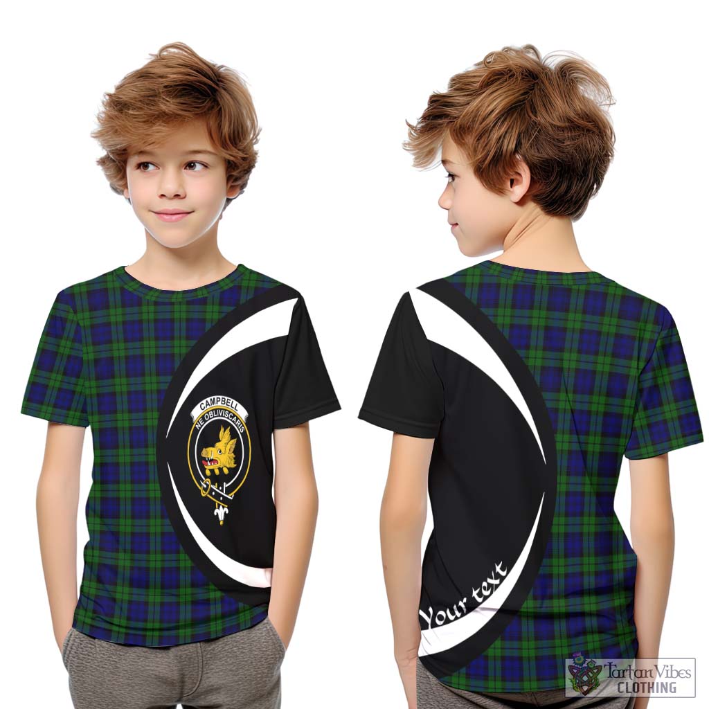 Campbell Tartan Kid T-Shirt with Family Crest Circle Style Youth XL Size14 - Tartan Vibes Clothing