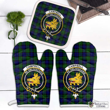 Campbell Tartan Combo Oven Mitt & Pot-Holder with Family Crest Combo 1 Oven Mitt & 1 Pot-Holder White - Tartan Vibes Clothing