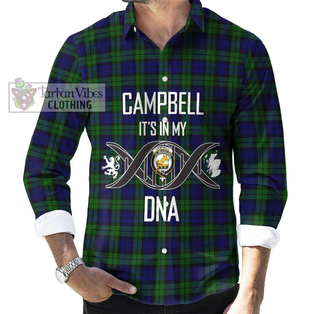 Campbell Tartan Long Sleeve Button Shirt with Family Crest DNA In Me Style Men's Shirt S - Tartanvibesclothing Shop