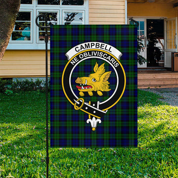 Campbell Tartan Garden Flag with Family Crest