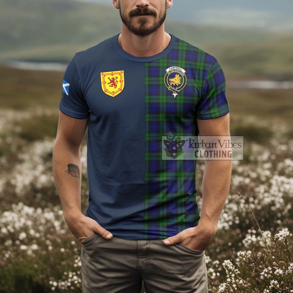 Tartan Vibes Clothing Campbell Modern Tartan T-Shirt Alba with Scottish Lion Royal Arm Half Style