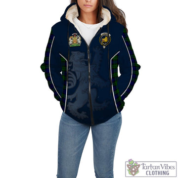 Campbell Modern Tartan Sherpa Hoodie with Family Crest and Lion Rampant Vibes Sport Style