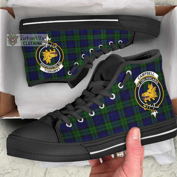 Campbell Tartan High Top Shoes with Family Crest