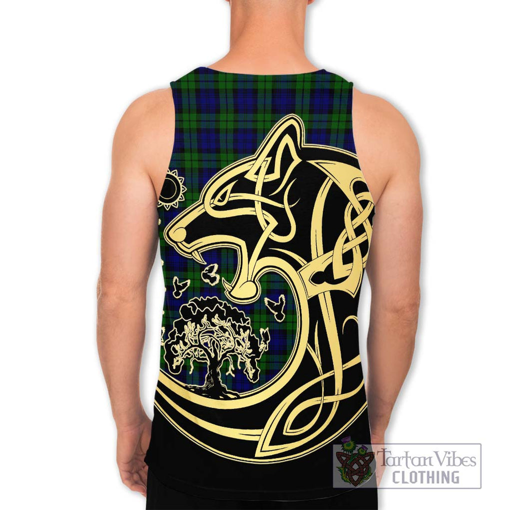 Campbell Tartan Men's Tank Top with Family Crest Celtic Wolf Style - Tartan Vibes Clothing