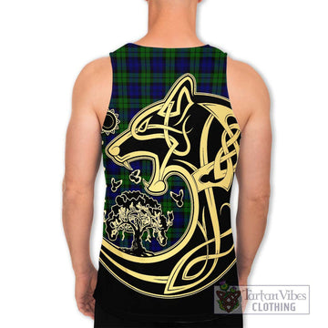 Campbell Tartan Men's Tank Top with Family Crest Celtic Wolf Style - Tartan Vibes Clothing