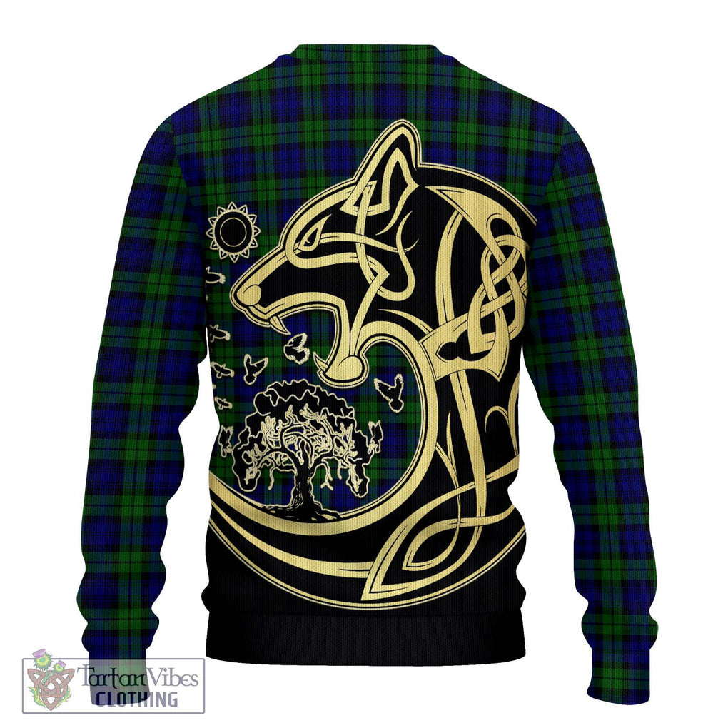 Campbell Tartan Knitted Sweater with Family Crest Celtic Wolf Style - Tartan Vibes Clothing