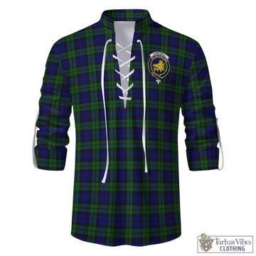 Tartan Vibes Clothing Campbell Modern Tartan Men's Scottish Traditional Jacobite Ghillie Kilt Shirt with Family Crest