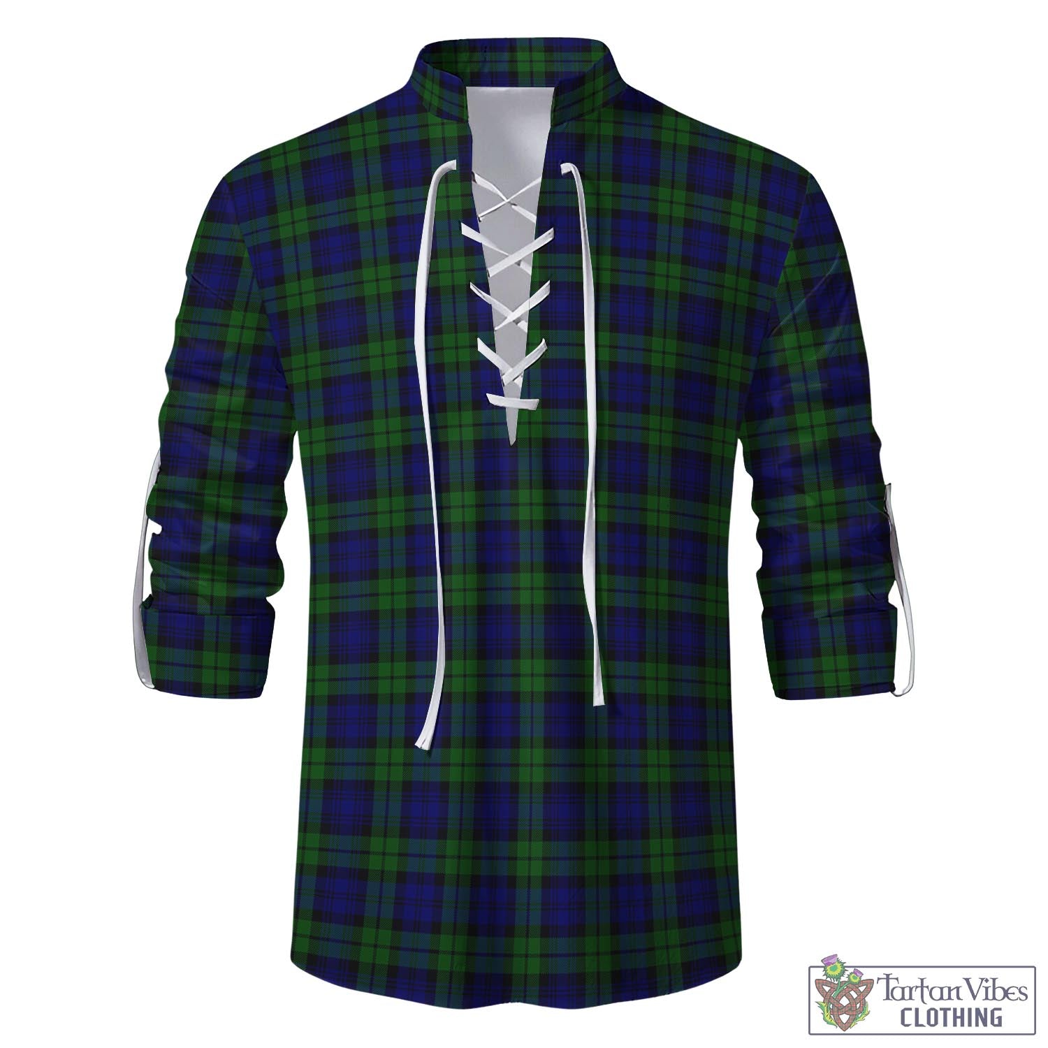 Tartan Vibes Clothing Campbell Modern Tartan Men's Scottish Traditional Jacobite Ghillie Kilt Shirt