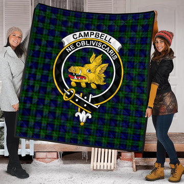 Campbell Tartan Quilt with Family Crest - Tartan Vibes Clothing