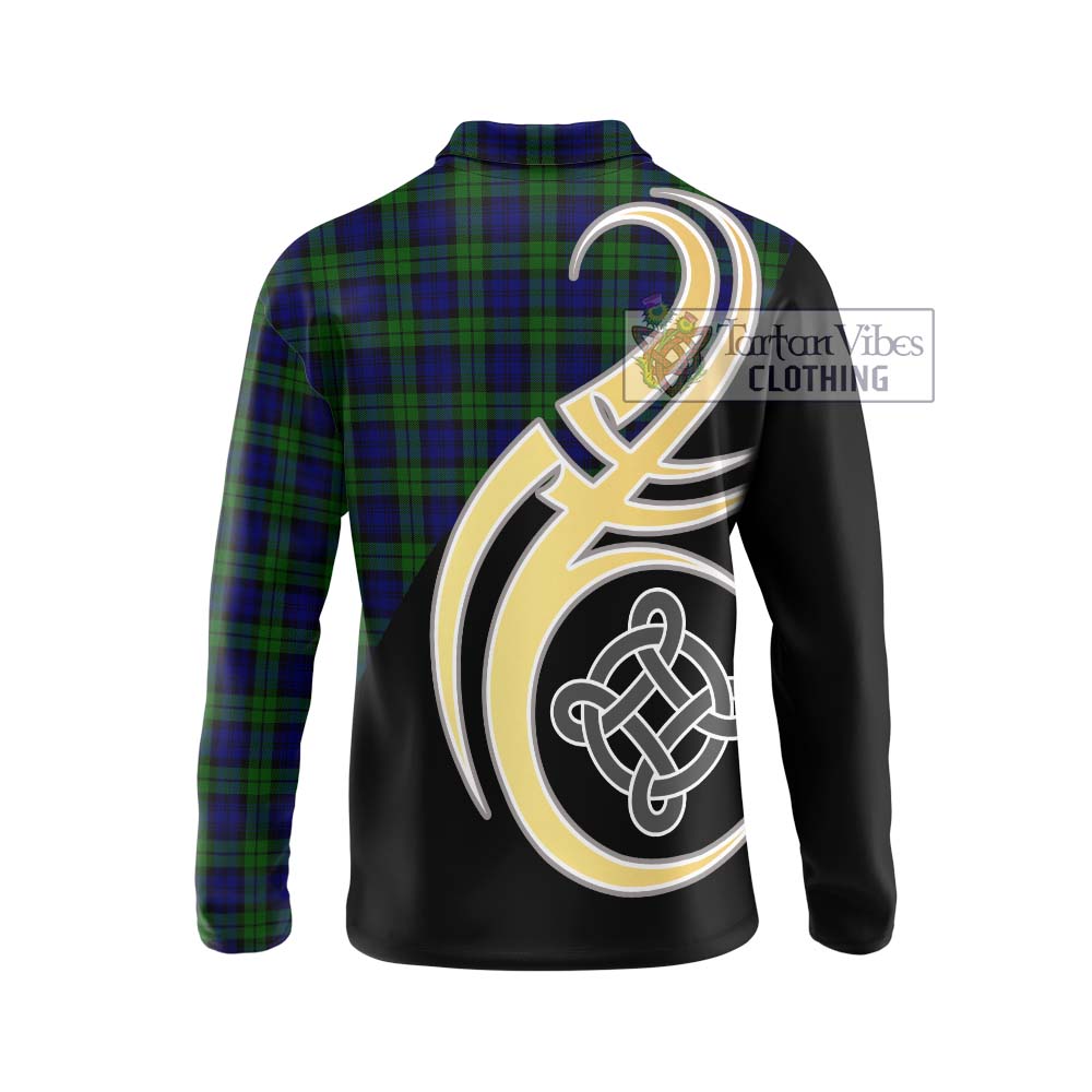 Campbell Tartan Long Sleeve Polo Shirt with Family Crest and Celtic Symbol Style - Tartan Vibes Clothing