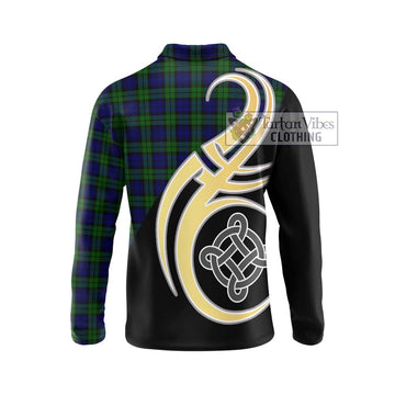 Campbell Tartan Long Sleeve Polo Shirt with Family Crest and Celtic Symbol Style - Tartan Vibes Clothing