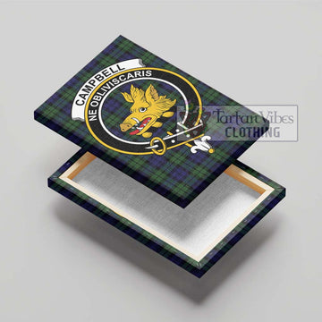 Campbell Tartan Canvas Print Wall Art with Family Crest