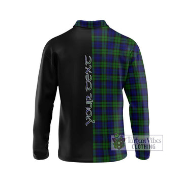 Campbell Tartan Long Sleeve Polo Shirt with Family Crest and Half Of Me Style - Tartanvibesclothing Shop