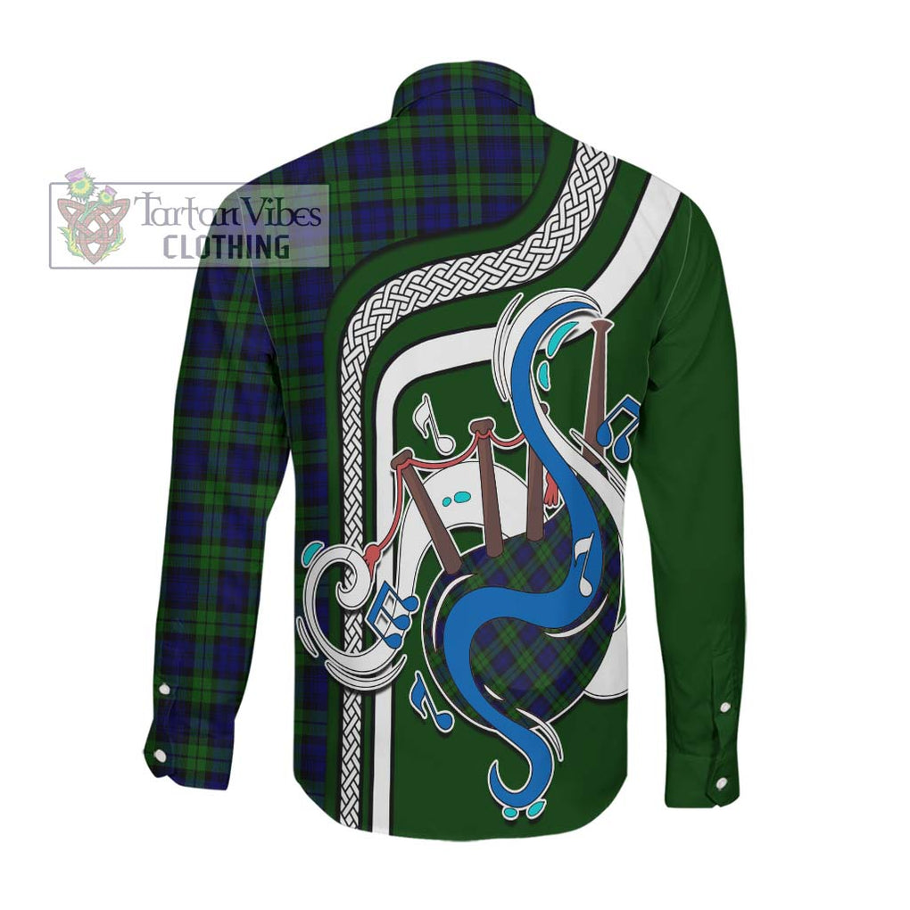 Campbell Tartan Long Sleeve Button Shirt with Epic Bagpipe Style Men's Shirt - Tartanvibesclothing Shop