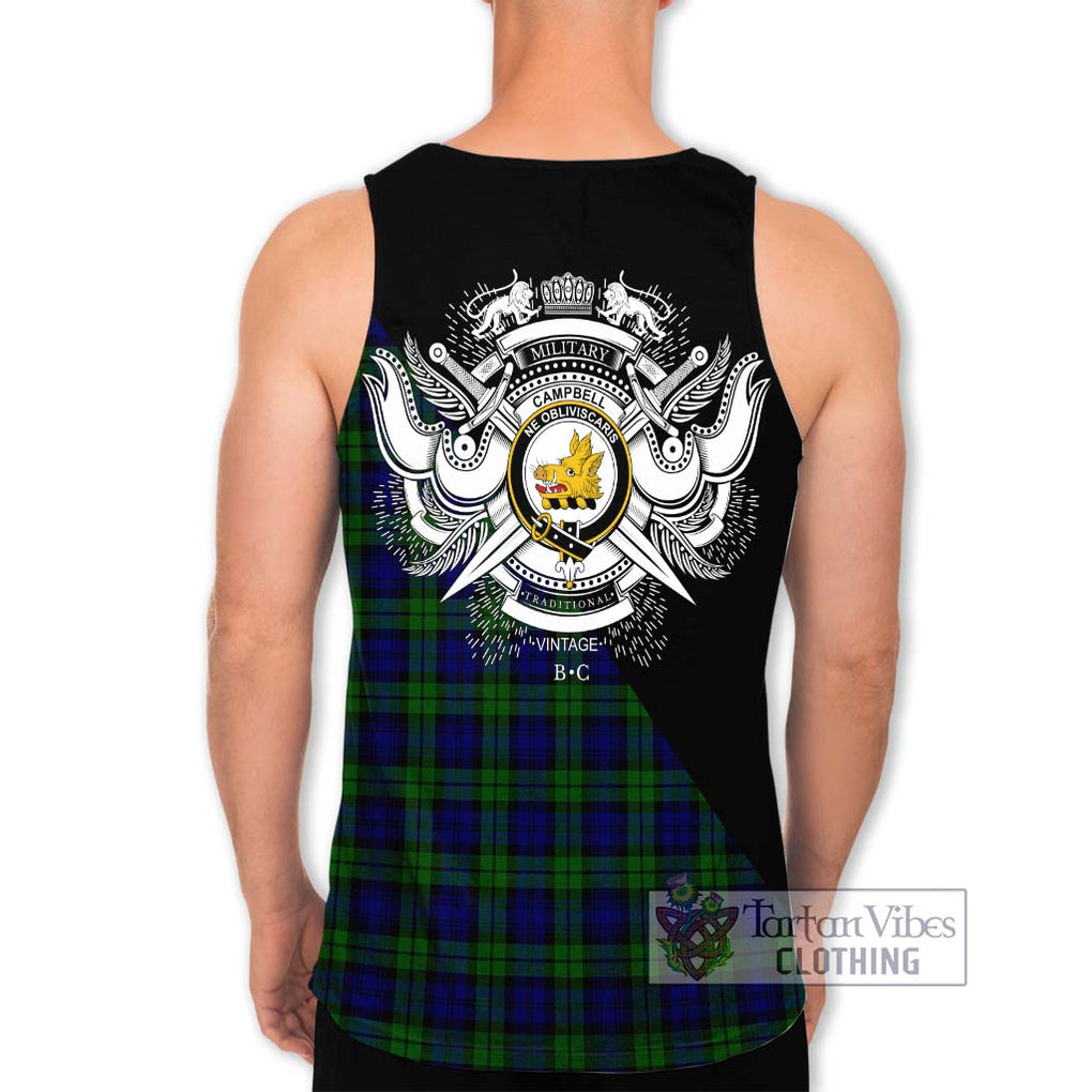 Campbell Tartan Men's Tank Top with Family Crest and Military Logo Style - Tartanvibesclothing Shop