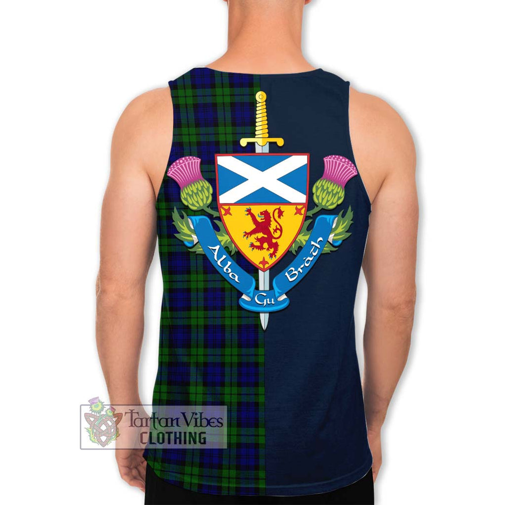 Tartan Vibes Clothing Campbell Modern Tartan Men's Tank Top with Scottish Lion Royal Arm Half Style
