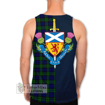 Tartan Vibes Clothing Campbell Modern Tartan Men's Tank Top with Scottish Lion Royal Arm Half Style