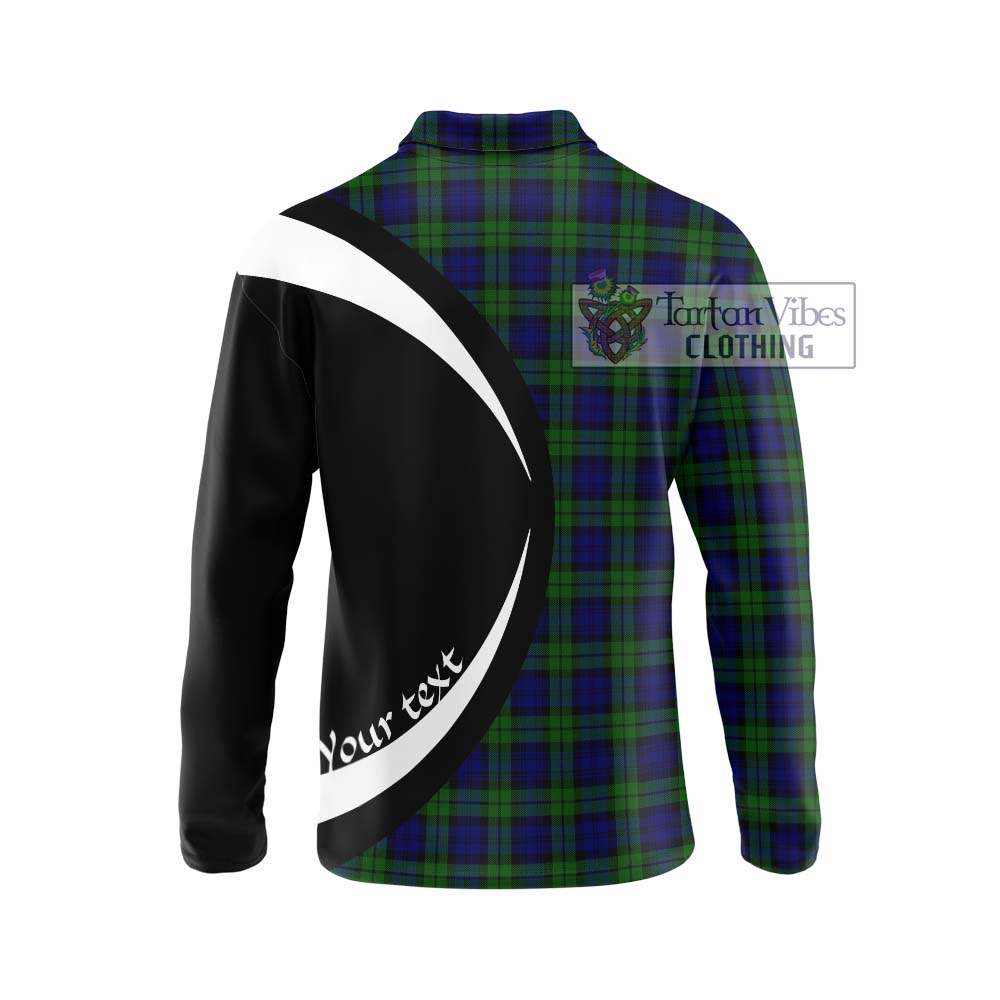 Campbell Tartan Long Sleeve Polo Shirt with Family Crest Circle Style - Tartan Vibes Clothing