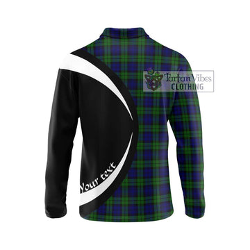 Campbell Tartan Long Sleeve Polo Shirt with Family Crest Circle Style - Tartan Vibes Clothing