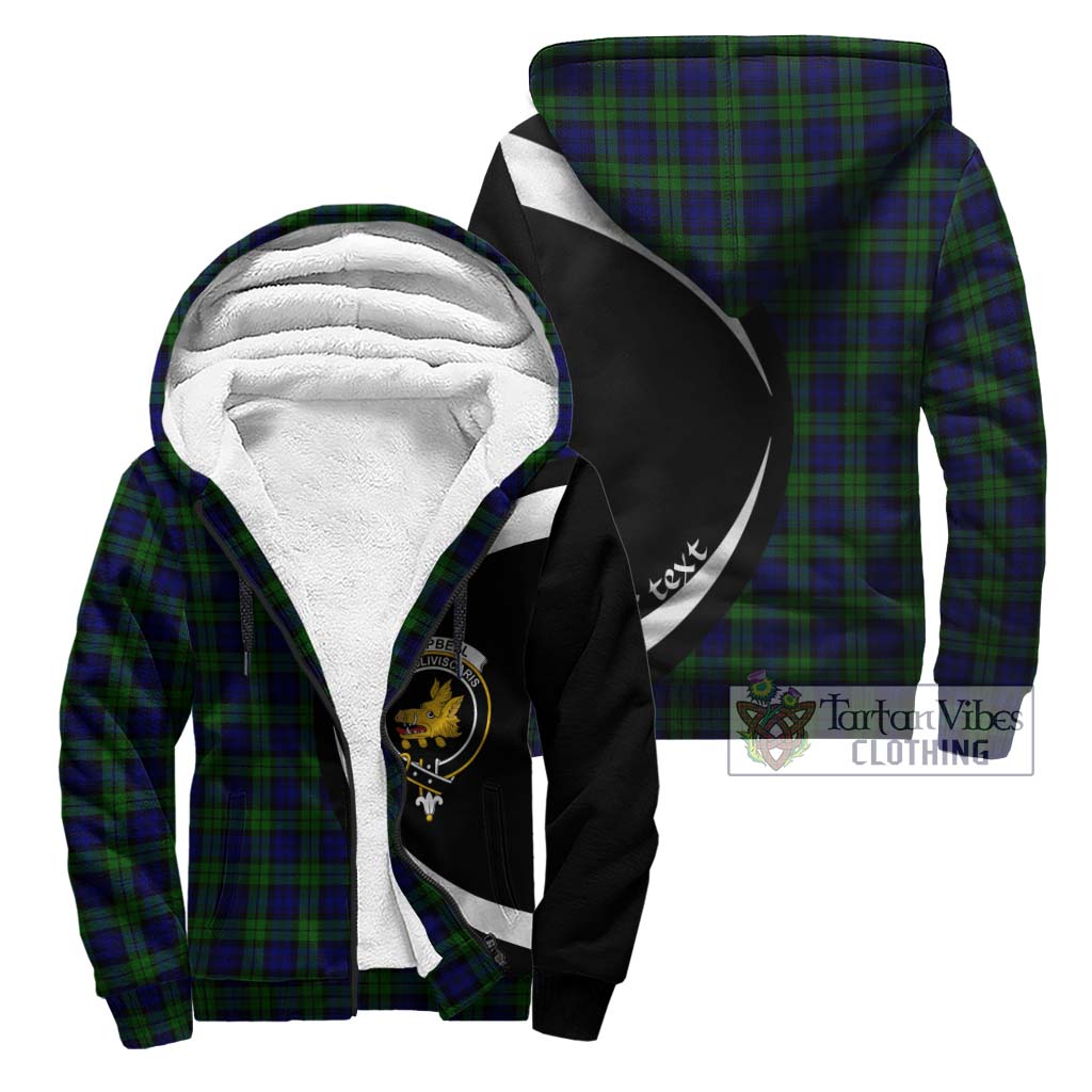Campbell Tartan Sherpa Hoodie with Family Crest Circle Style Unisex - Tartan Vibes Clothing