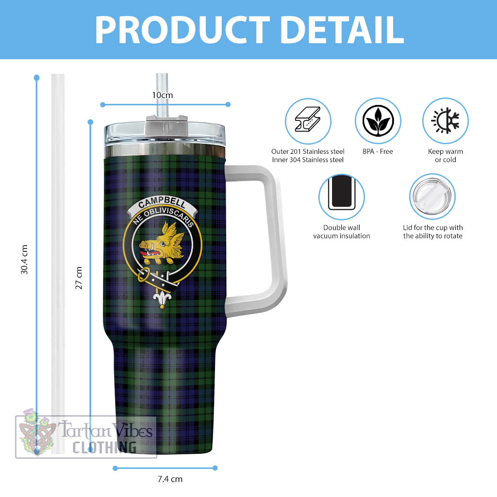 Tartan Vibes Clothing Campbell Modern Tartan and Family Crest Tumbler with Handle