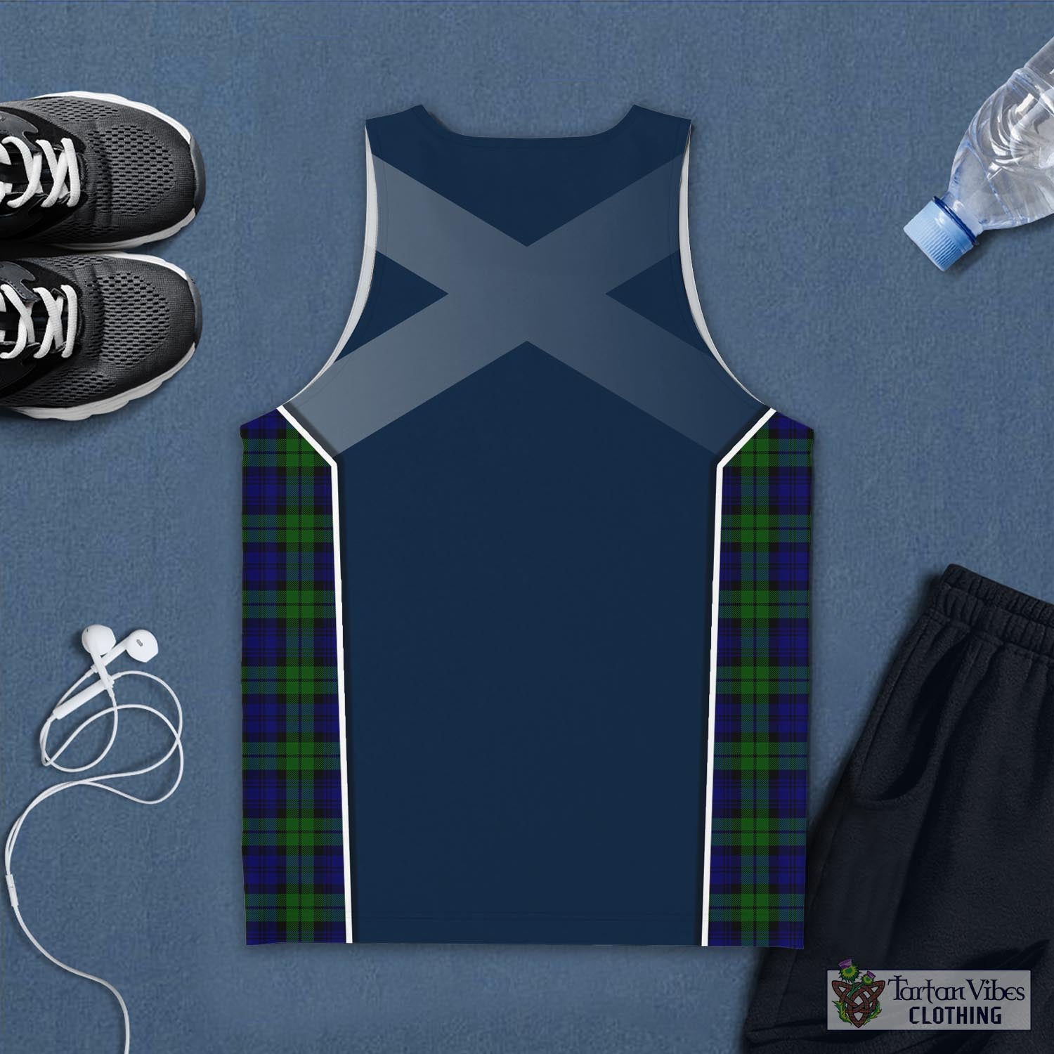 Tartan Vibes Clothing Campbell Modern Tartan Men's Tanks Top with Family Crest and Scottish Thistle Vibes Sport Style