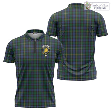 Campbell of Argyll #01 Tartan Zipper Polo Shirt with Family Crest