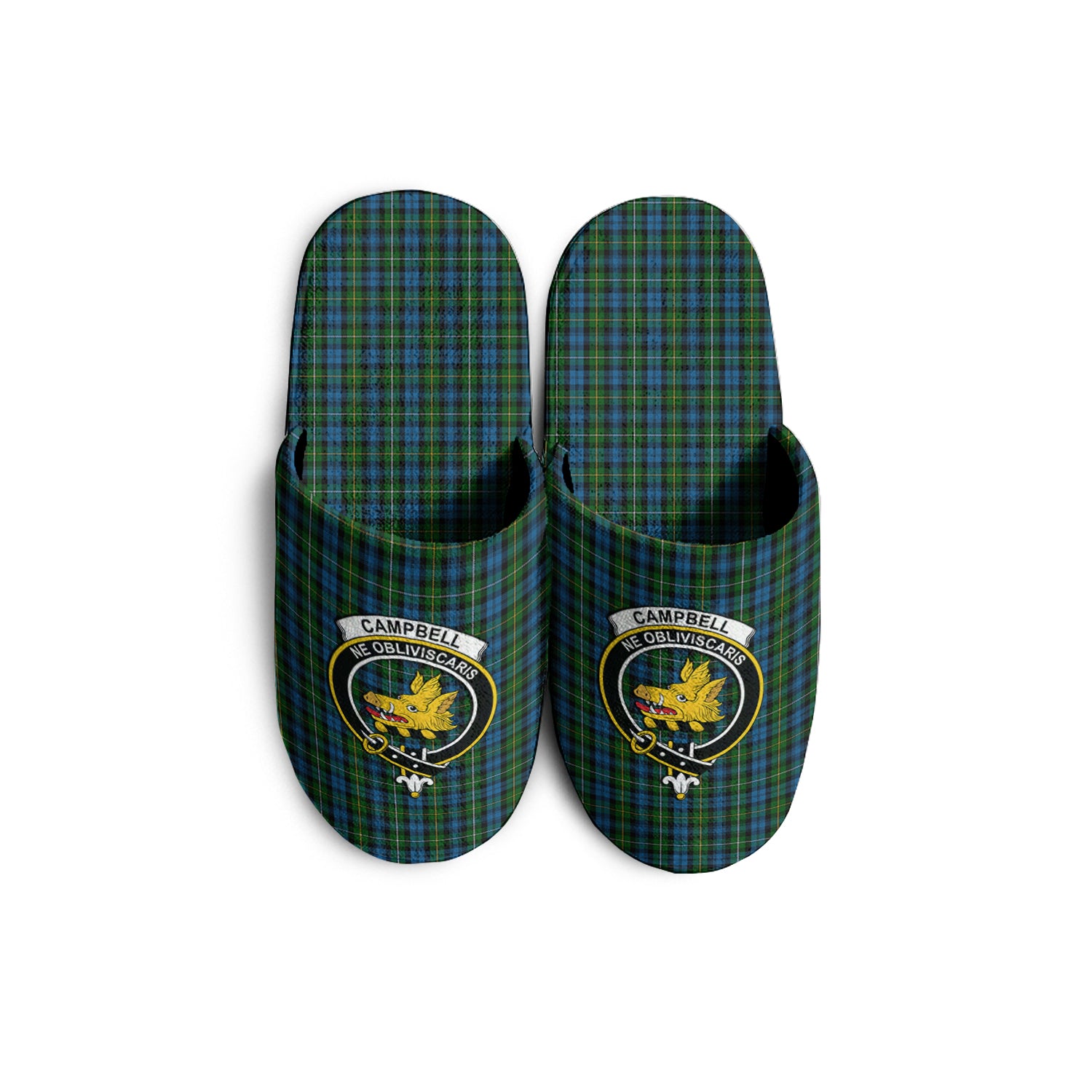Campbell of Argyll #02 Tartan Home Slippers with Family Crest - Tartanvibesclothing Shop
