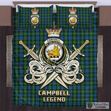 Campbell of Argyll #02 Tartan Bedding Set with Clan Crest and the Golden Sword of Courageous Legacy