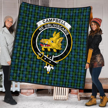 Campbell of Argyll #02 Tartan Quilt with Family Crest