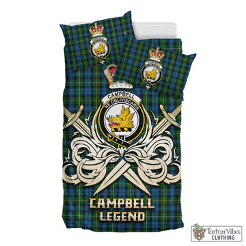 Campbell of Argyll #02 Tartan Bedding Set with Clan Crest and the Golden Sword of Courageous Legacy