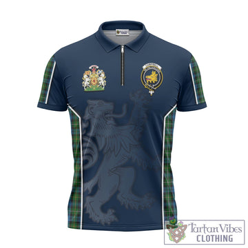 Campbell of Argyll #02 Tartan Zipper Polo Shirt with Family Crest and Lion Rampant Vibes Sport Style