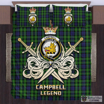 Campbell of Breadalbane Tartan Bedding Set with Clan Crest and the Golden Sword of Courageous Legacy