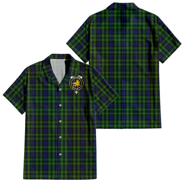 Campbell of Breadalbane Tartan Short Sleeve Button Down Shirt with Family Crest