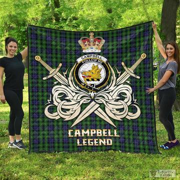 Campbell of Breadalbane Tartan Quilt with Clan Crest and the Golden Sword of Courageous Legacy