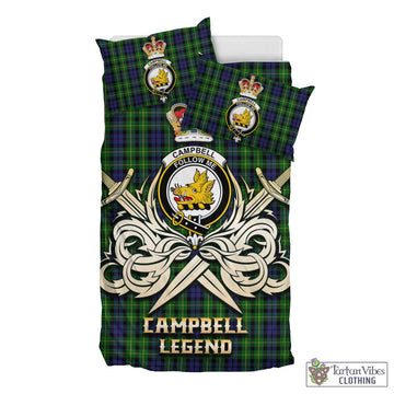 Campbell of Breadalbane Tartan Bedding Set with Clan Crest and the Golden Sword of Courageous Legacy